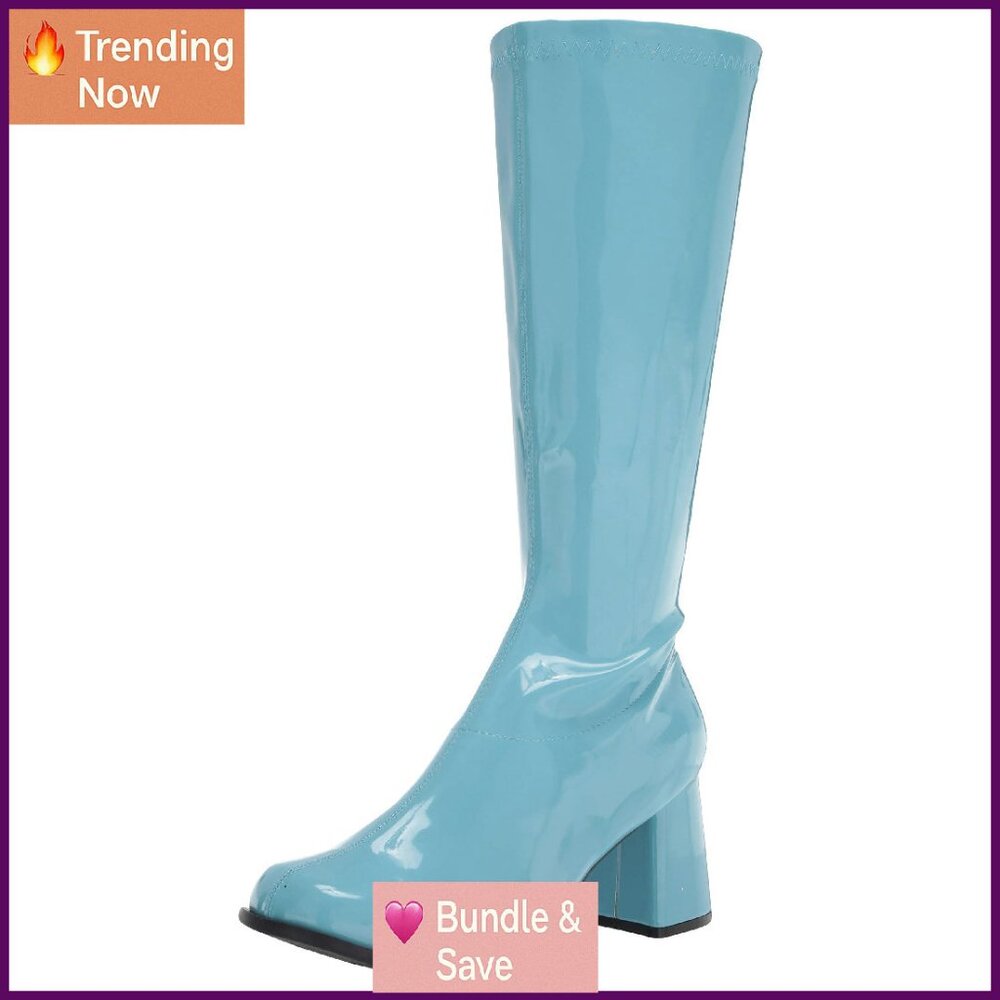 Retro Knee High Boots Stretch Polyurethane Stacked Heel Inner Zipper